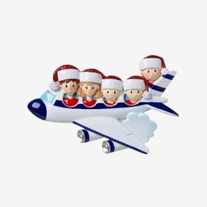 Holiday Airplane Ornament with Santa Hats